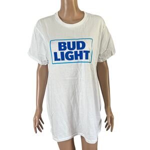 Bud Light Logo T Shirt Mens Large White Short Sleeve Beer Graphic Tee New